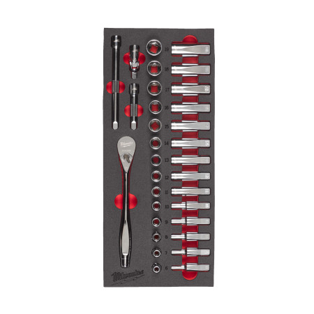 1/3 espuma con 32 piezas de carraca y vasos de 3/8" MILWAUKEE Ref.4932479825