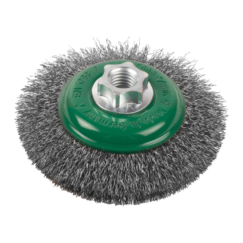 Cepillo Alambre biselado ondulado M14 100x10 acero INOX. 0,35mm MILWAUKEE Ref.4932501749