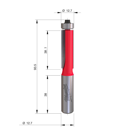 Fresa Madera 1/2" para recortar (con rodamiento) 12,7/31,1/94mm MILWAUKEE Ref.4932500926