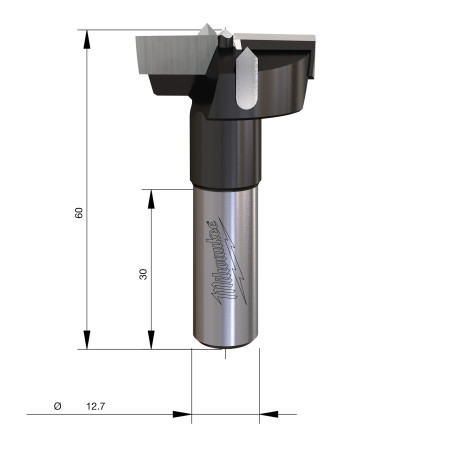Fresa Madera 1/2" para cajas de bisagras 35/60mm MILWAUKEE Ref.4932501040