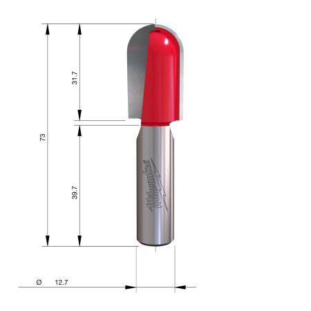 Fresa Madera 1/2" de media caña 19/31,7/73mm MILWAUKEE Ref.4932500966