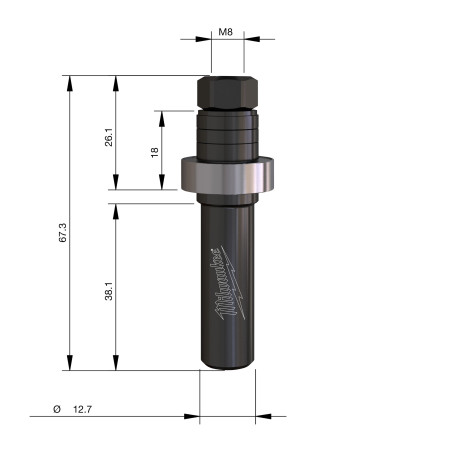 Vástago para fresa madera 1/2" circular para ranuras laterales (con rodamiento) MILWAUKEE Ref.4932500981