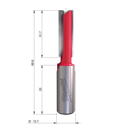 Fresa Madera 1/2" recta 2 filos 10/31,7/60mm MILWAUKEE Ref.4932501166