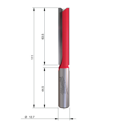 Fresa Madera 1/2" recta 2 filos 12,7/63,5/111mm MILWAUKEE Ref.4932500872