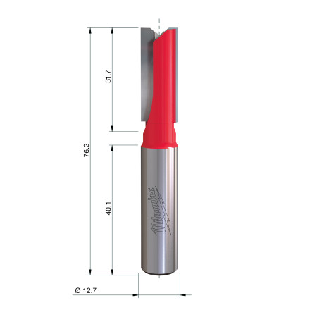 Fresa Madera 1/2" recta 2 filos 12,7/31,7/76,2mm MILWAUKEE Ref.4932500870