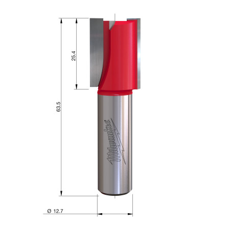 Fresa Madera 1/2" recta 2 filos 19/25,4/63,5mm MILWAUKEE Ref.4932500873