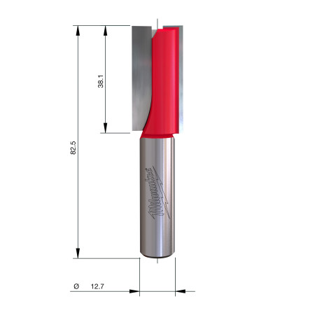 Fresa Madera 1/2" recta 2 filos 19/38,1/82,5mm MILWAUKEE Ref.4932500874