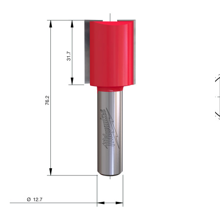 Fresa Madera 1/2" recta 2 filos 25,4/31,7/76,2mm MILWAUKEE Ref.4932500875