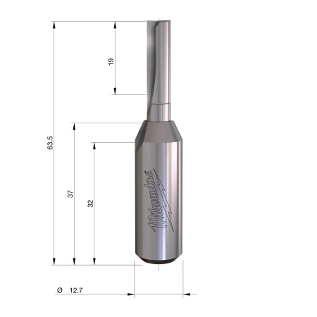 Fresa Madera 1/2" recta 2 filos 6,35/19/63,5mm MILWAUKEE Ref.4932500867