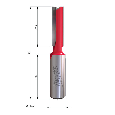 Fresa Madera 1/2" recta 2 filos 9,5/31,7/73mm MILWAUKEE Ref.4932500868