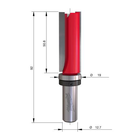 Fresa Madera 1/2" recta de plantilla (con rodamiento) 19/50,8/92mm MILWAUKEE Ref.4932500939