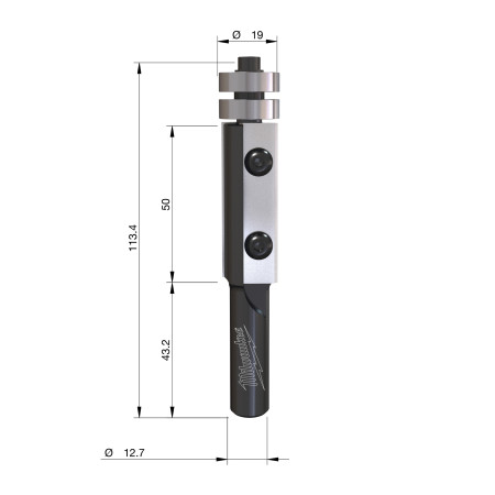 Fresa Madera 1/2" de cuchillas reversibles para corte al ras (con rodamiento) 19/50/112mm MILWAUKEE Ref.4932500934