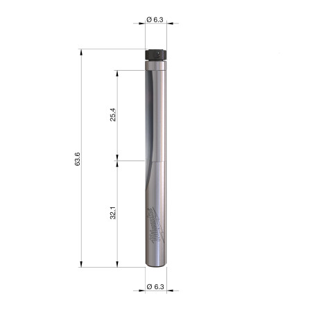 Fresa Madera 1/4" para recortar (con rodamiento) 6,35/25,4/63,5mm MILWAUKEE Ref.4932500923