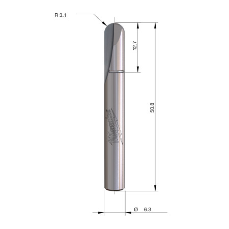 Fresa Madera 1/4" de media caña 6,4/12,7/50,8mm MILWAUKEE Ref.4932500964