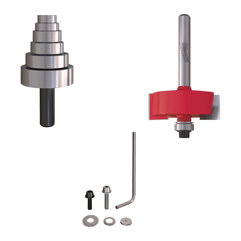 Fresa Madera 1/4" para rebajar - conjunto sistema vario (con rodamiento) 34,9/0-12,7mm MILWAUKEE Ref.4932500998