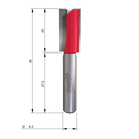 Fresa Madera 1/4" recta 2 filos 10/20/48mm MILWAUKEE Ref.4932500862