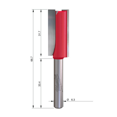 Fresa Madera 1/4" recta 2 filos 15/20/57,2mm MILWAUKEE Ref.4932501165