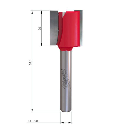 Fresa Madera 1/4" recta 2 filos 19/20/57,2mm MILWAUKEE Ref.4932500866