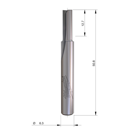Fresa Madera 1/4" recta 2 filos 4,75/12,7/50,8mm MILWAUKEE Ref.4932500854