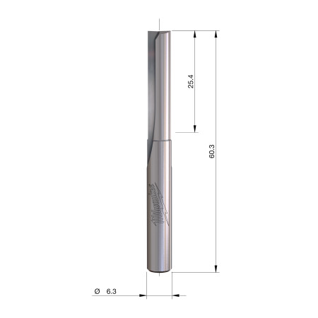 Fresa Madera 1/4" recta 2 filos 6/25,4/60mm MILWAUKEE Ref.4932501163