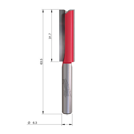 Fresa Madera 1/4" recta 2 filos 9,5/63,5mm MILWAUKEE Ref.4932500861