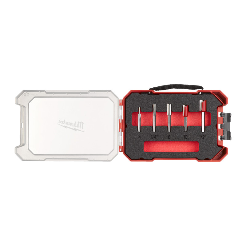 Conjunto de 5 Fresas Madera 1/4” rectas 2 filos - ajusta a Packout™ MILWAUKEE Ref.4932501049
