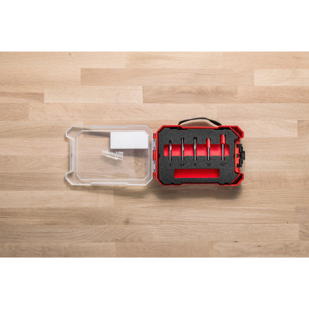 Conjunto de 5 Fresas Madera 1/4” rectas 2 filos - ajusta a Packout™ MILWAUKEE Ref.4932501049