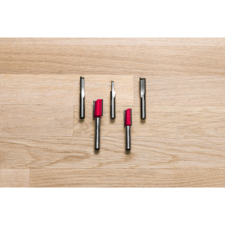 Conjunto de 5 Fresas Madera 1/4” rectas 2 filos - ajusta a Packout™ MILWAUKEE Ref.4932501049