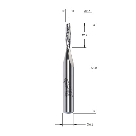 Fresa Madera 1/4" helicoidal corte ascendente 3,18/12,7/50,8mm MILWAUKEE Ref.4932500908