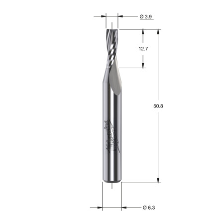 Fresa Madera 1/4" helicoidal corte ascendente 3,97/12,7/50,8mm MILWAUKEE Ref.4932500909