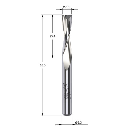 Fresa Madera 1/4" helicoidal corte ascendente 6,35/25,4/63,5mm MILWAUKEE Ref.4932500911