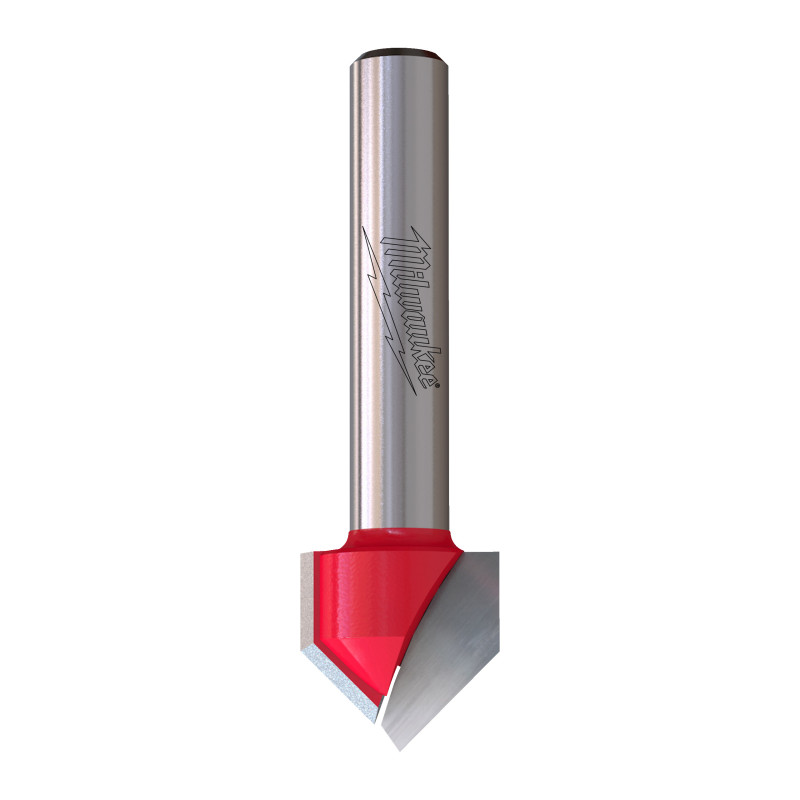 Fresa Madera 1/4" para ranurar en V a 90º 12,7/12,7-6,35/44,5mm MILWAUKEE Ref.4932500951