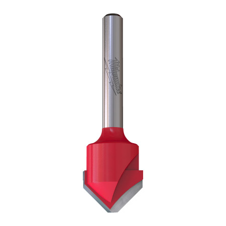 Fresa Madera 1/4" para ranurar en V a 90º (aluminio) 18/7,4/60mm MILWAUKEE Ref.4932500955