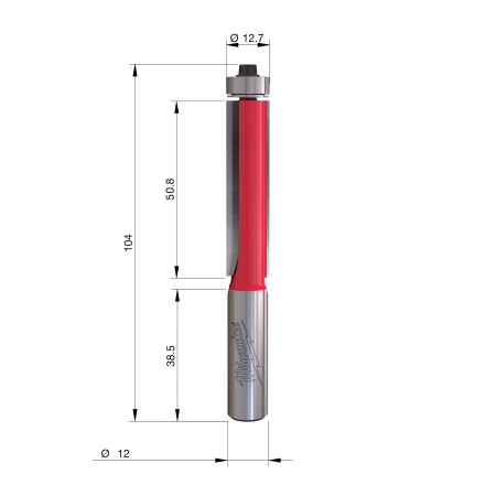 Fresa Madera 12mm para recortar (con rodamiento) 12,7/50,8/104mm MILWAUKEE Ref.4932500932