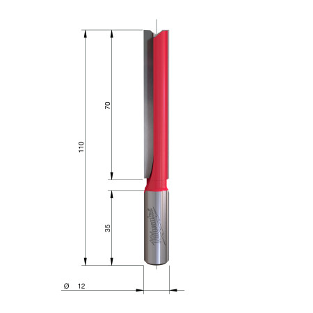 Fresa Madera 12mm recta 2 filos 12/70/110mm MILWAUKEE Ref.4932501169