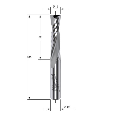 Fresa Madera 12mm helicoidal corte ascendente 12/52/100mm MILWAUKEE Ref.4932500918