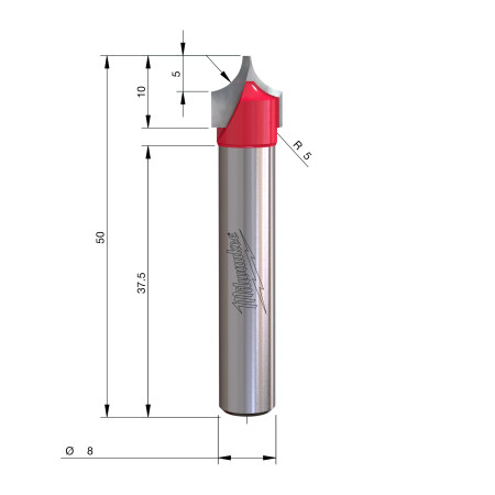Fresa Madera 8mm decorativa para ranurar 10-1,3/10/50mm MILWAUKEE Ref.4932500962