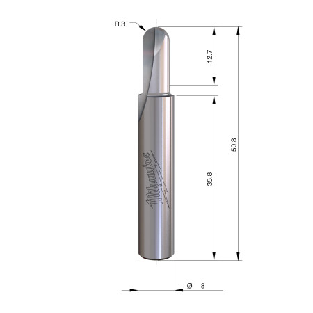 Fresa Madera 8mm de media caña 6/31,7/73mm MILWAUKEE Ref.4932500967