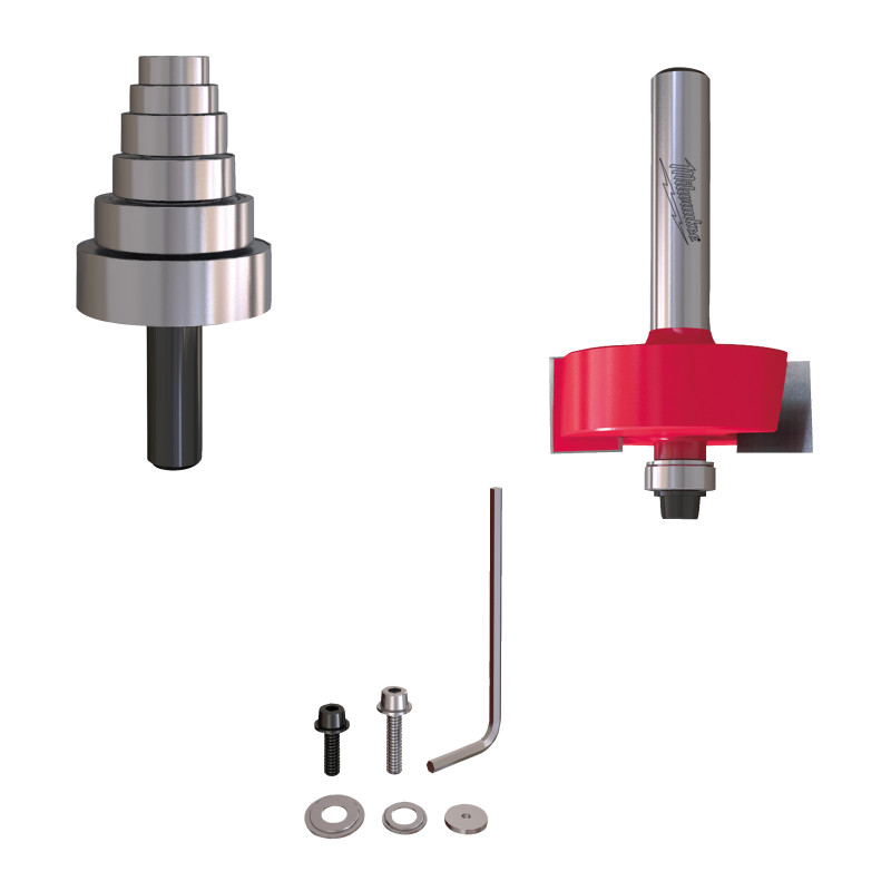 Fresa Madera 8mm para rebajar - conjunto sistema vario (con rodamiento) 34,9/0-12,7mm MILWAUKEE Ref.4932500999