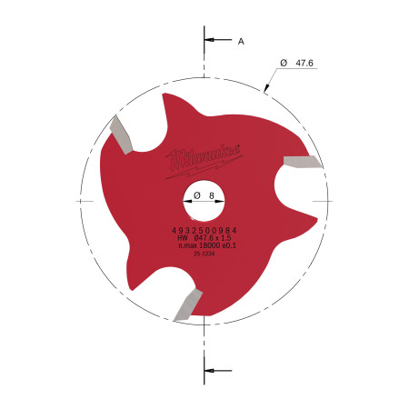 Fresa Madera 8mm circular para ranuras laterales (con rodamiento) 1,5mm MILWAUKEE Ref.4932500984