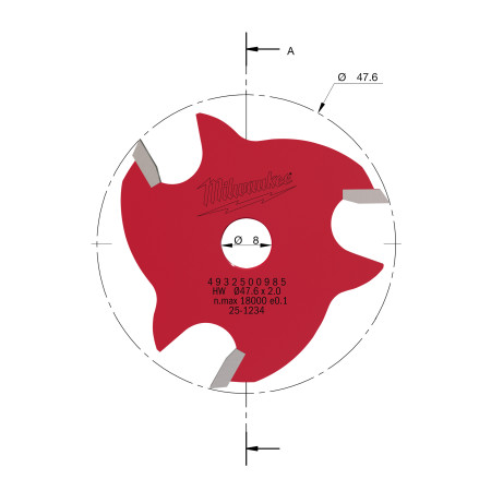 Fresa Madera 8mm circular para ranuras laterales (con rodamiento) 2mm MILWAUKEE Ref.4932500985