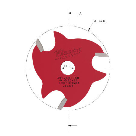 Fresa Madera 8mm circular para ranuras laterales (con rodamiento) 3,2mm MILWAUKEE Ref.4932500988