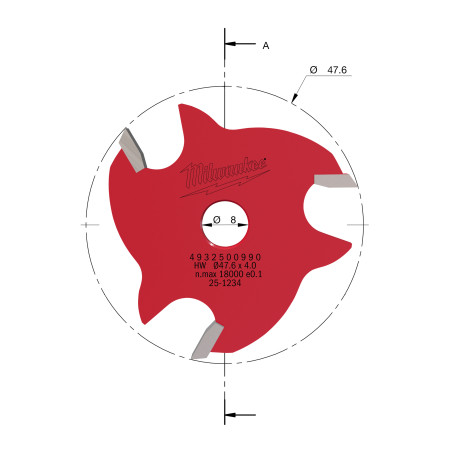 Fresa Madera 8mm circular para ranuras laterales (con rodamiento) 4mm MILWAUKEE Ref.4932500990