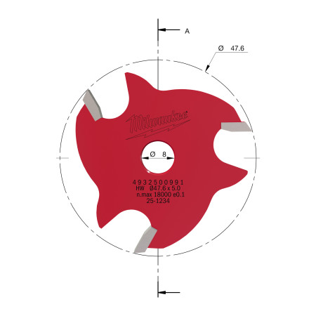 Fresa Madera 8mm circular para ranuras laterales (con rodamiento) 5mm MILWAUKEE Ref.4932500991