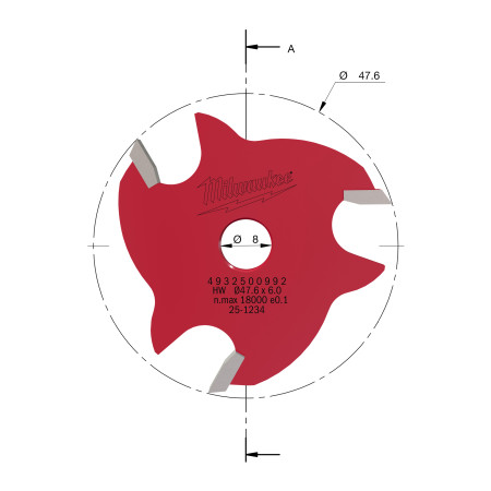 Fresa Madera 8mm circular para ranuras laterales (con rodamiento) 6mm MILWAUKEE Ref.4932500992