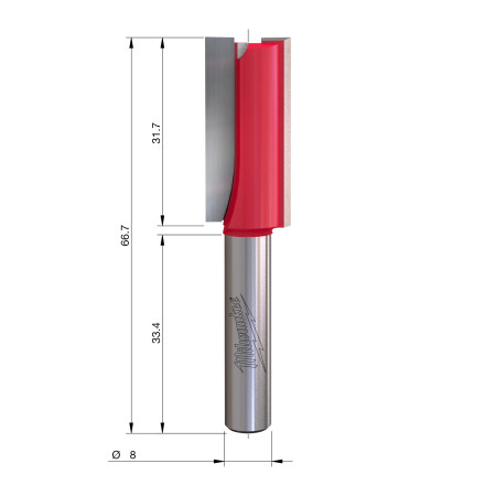 Fresa Madera 8mm recta 2 filos 15/31,7/66mm MILWAUKEE Ref.4932500891