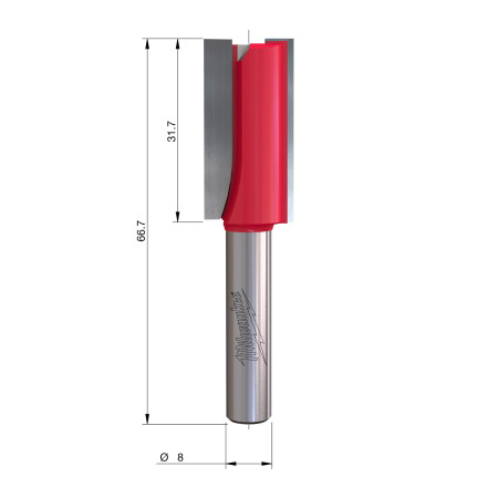 Fresa Madera 8mm recta 2 filos 16/31,7/66mm MILWAUKEE Ref.4932500893