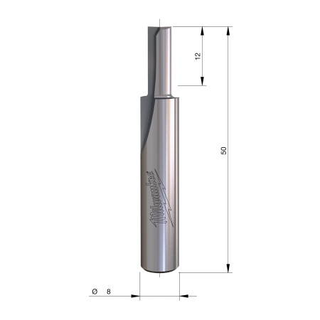 Fresa Madera 8mm recta 2 filos 5/12/50mm MILWAUKEE Ref.4932500878