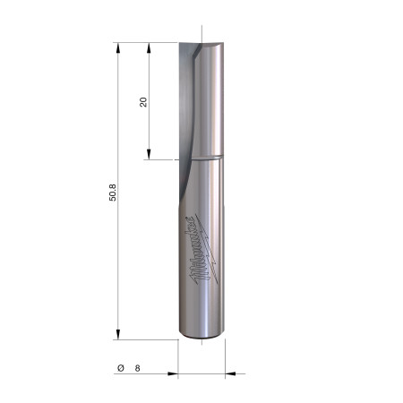 Fresa Madera 8mm recta 2 filos 8/20/50mm MILWAUKEE Ref.4932500882