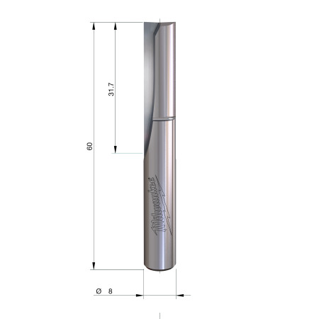Fresa Madera 8mm recta 2 filos 8/31,7/60mm MILWAUKEE Ref.4932500883
